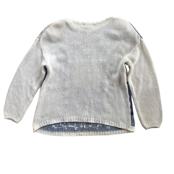 Spice of Life Vintage Med Blue Beige Patchwork Granny Square Sweater Cottagecore - Picture 3 of 16